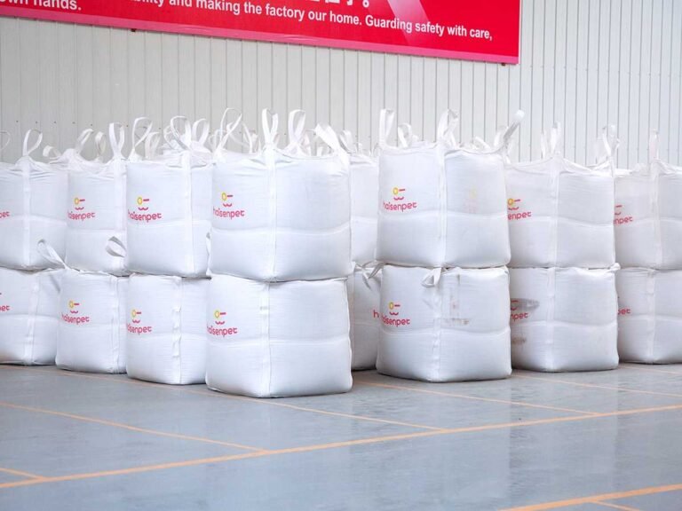 Bulk cat litter bags stored in warehouse ready for export